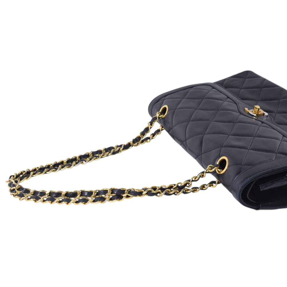 CHANEL Matelasse Coco Mark Double Flap Chain Shoulder Bag Black Lambskin Paris - Picture 7 of 7
